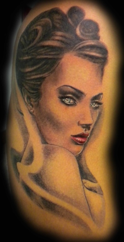 Beautiful woman tattoo portrait, tattoo  done by Ettore Bechis at Ettore Bechis Tattoo Studio. The only private tattoo studio in Miami Beach,miami tattoo artists,art,tattoo,design,tattoo portraits,bodyart,realism,tattoo galleries,tattooed,tattoist,tattoo studio,tattoo shop,tattoo convention,tattoo parlors,tattoo picture design,inked,best tattoo shop in Miami