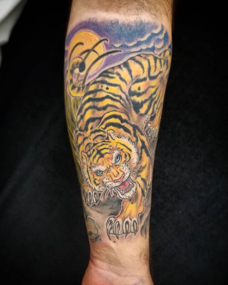 Tiger tattoo done at Overlord Tattoo Studio Miami Beach