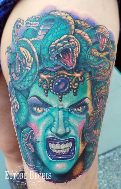 Medusa tattoo in color