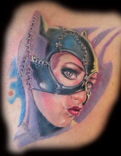 Cat Woman tattoo portrait tattoo  done by Ettore Bechis at Ettore Bechis Tattoo Studio. The only private tattoo studio in Miami Beach,miami tattoo artists,art,tattoo,design,tattoo portraits,bodyart,realism,tattoo galleries,tattooed,tattoist,tattoo studio,tattoo shop,tattoo convention,tattoo parlors,tattoo picture design,inked,best tattoo shop in Miami