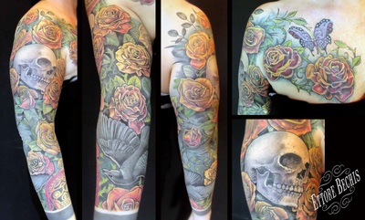 Full sleeve roses tattoo, done by Ettore Bechis at Ettore Bechis Tattoo Studio. The only private tattoo studio in Miami Beach,miami tattoo artists,art,tattoo,design,tattoo portraits,bodyart,realism,tattoo galleries,tattooed,tattoist,tattoo studio,tattoo shop,tattoo convention,tattoo parlors,tattoo picture design,inked,best tattoo shop in Miami