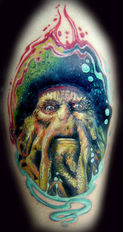 Davy Jones tattoo portrait tattoo  done by Ettore Bechis at Ettore Bechis Tattoo Studio. The only private tattoo studio in Miami Beach,miami tattoo artists,art,tattoo,design,tattoo portraits,bodyart,realism,tattoo galleries,tattooed,tattoist,tattoo studio,tattoo shop,tattoo convention,tattoo parlors,tattoo picture design,inked,best tattoo shop in Miami