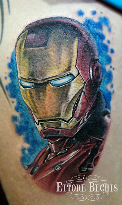 Iron Man tattoo portrait. tattoo  done by Ettore Bechis at Ettore Bechis Tattoo Studio. The only private tattoo studio in Miami Beach,miami tattoo artists,art,tattoo,design,tattoo portraits,bodyart,realism,tattoo galleries,tattooed,tattoist,tattoo studio,tattoo shop,tattoo convention,tattoo parlors,tattoo picture design,inked,best tattoo shop in Miami