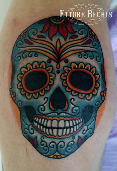 Mexican Skull tattoo, done by Ettore Bechis at Ettore Bechis Tattoo Studio. The only private tattoo studio in Miami Beach,miami tattoo artists,art,tattoo,design,tattoo portraits,bodyart,realism,tattoo galleries,tattooed,tattoist,tattoo studio,tattoo shop,tattoo convention,tattoo parlors,tattoo picture design,inked,best tattoo shop in Miami