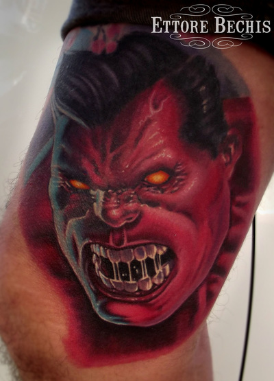 Red Hulk tattoo portrait. tattoo  done by Ettore Bechis at Ettore Bechis Tattoo Studio. The only private tattoo studio in Miami Beach,miami tattoo artists,art,tattoo,design,tattoo portraits,bodyart,realism,tattoo galleries,tattooed,tattoist,tattoo studio,tattoo shop,tattoo convention,tattoo parlors,tattoo picture design,inked,best tattoo shop in Miami