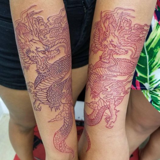 Dragon tattoo,match tattoo,red tattoo,Overlord tattoo shop