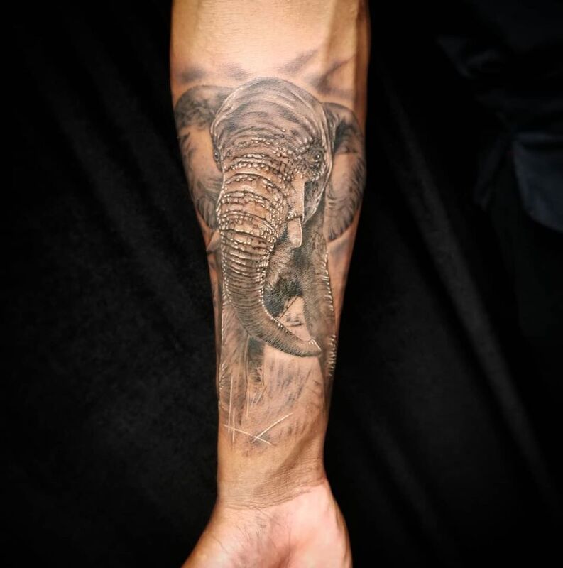 Elefant tattoo done at Overlord Tattoo Studio Miami Beach