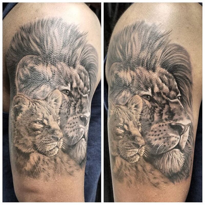 Lion tattoo done at Overlord Tattoo Studio Miami Beach