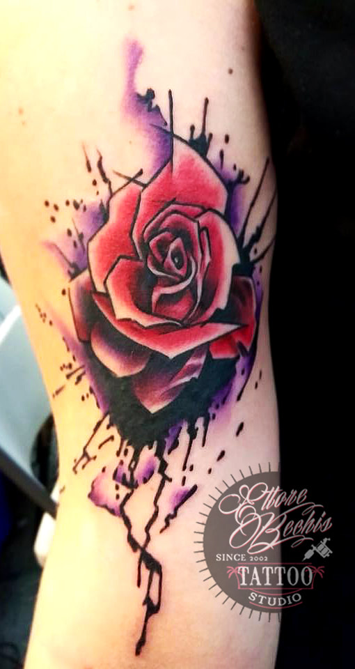 Rose water color tattoo,miami tattoo shops,tattoo shops in miami beach,best tattoo shops in miami,fine line tattoo miami,miami tattoo artists instagram