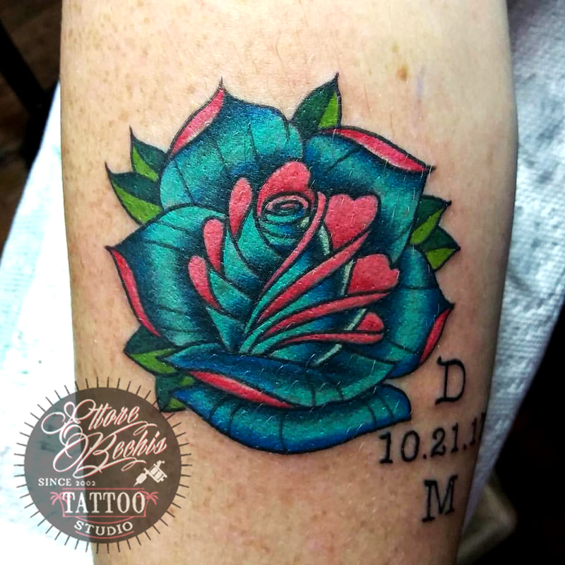 Traditional rose tattoo,miami tattoo shops,tattoo shops in miami beach,best tattoo shops in miami,fine line tattoo miami,miami tattoo artists instagram